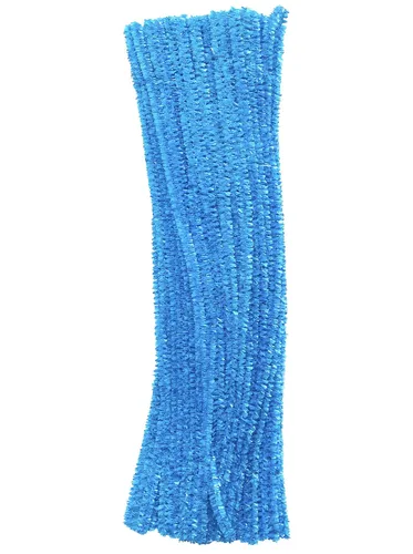 Vista 3 de 100 limpiadores de tuberías iridiscentes brillantes de oropel de 12 pulgadas (azul claro)