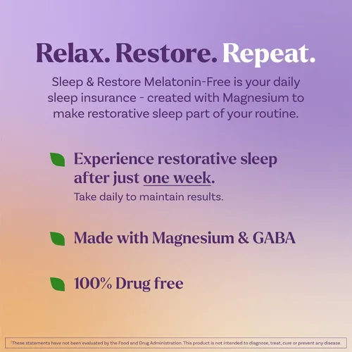Vista 2 de Natrol Cápsulas Sleep & Restore con glicinato de magnesio 100 mg, GABA, esencial para tu sueño reparador definitivo, sin melatonina, suministro