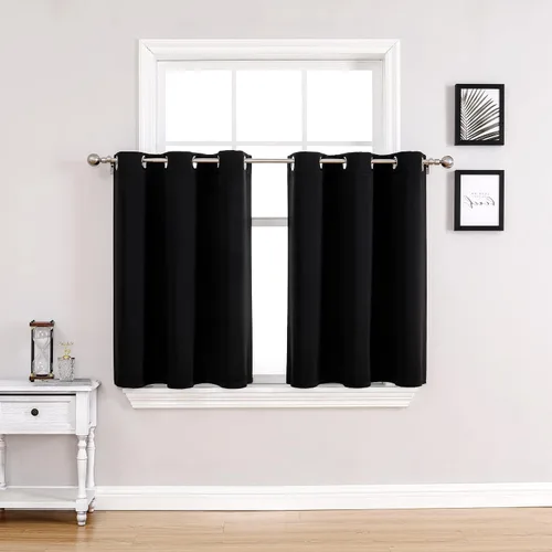 Vista 93 de ChrisDowa - Cortinas cortas para ventana de 40 pulgadas para dormitorio - Cortinas cortas con ojales y aislamiento térmico para oscurecer