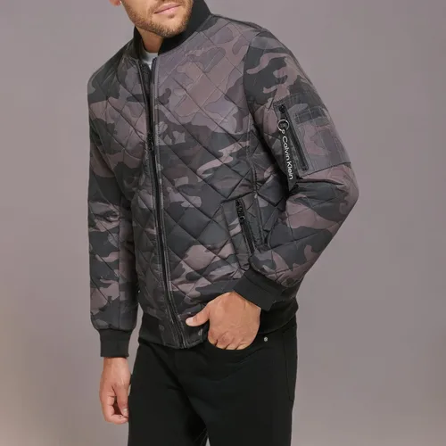 Vista 6 de Calvin Klein chamarra de aviador con detalle de cremallera acolchada para hombre