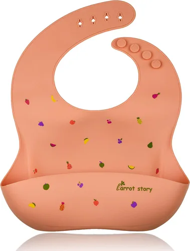 Vista 3 de Baberos de bolsillo 100% de silicona para bebés, baberos lavables impermeables, sin BPA, aptos para microondas y lavavajillas, juego de 2