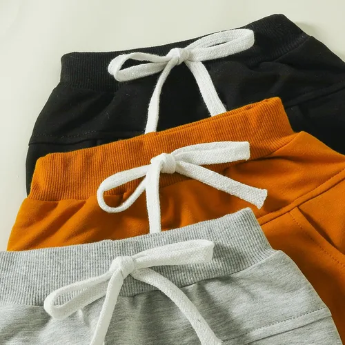 Vista 4 de XIAXAIXU Baby Boys 3 Pack Solid Terry Active Harem Joggers PantsToddler Casual Athletic Drawstring Bottoms Sweatpants