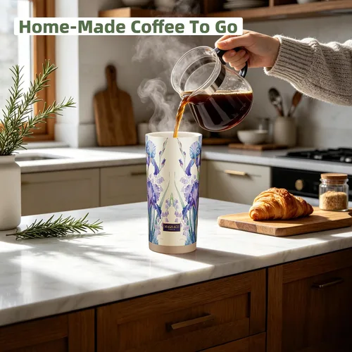 Vista 7 de MAGRACE Taza de viaje de café – Vaso de café a prueba de fugas con tapa abatible y pajilla, aislado al vacío para bebidas calientes y frías