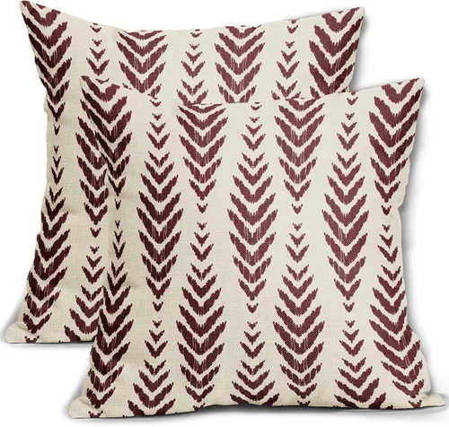 Vista 12 de Sweetshow - Juego de 2 fundas de almohada boho de 16x16 pulgadas, fundas de almohada étnicas bohemias negras con estampado geométrico de espiga