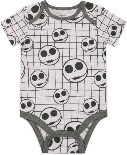 Vista 5 de Disney Nightmare Before Christmas Jack Skellington - Paquete de 3 mamelucos para bebé, color gris