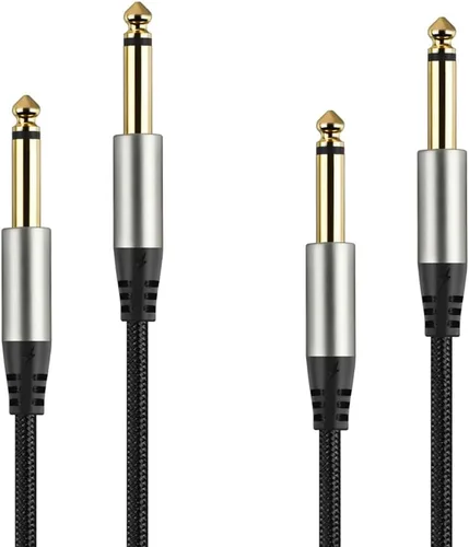 Vista 3 de Paquete de 2 cables de guitarra de 1/4 de pulgada con conector TS recto de 0.249 in (16 pies-2 unidades)
