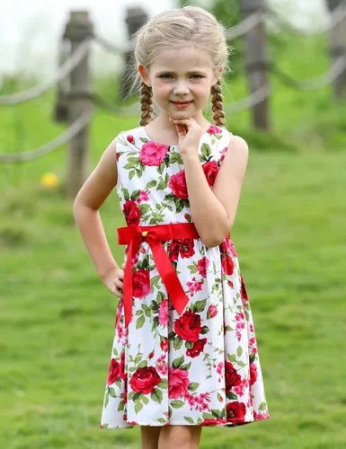 Vista 19 de Vestido de verano para niña, de algodón, con diseño floral