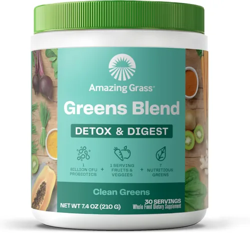 Vista 7 de Amazing Grass Mezcla de vegetales verdes Alcalinizante y Desintoxicante: Mezcla para batidos, Limpieza con super vegetales y polvo de raíz