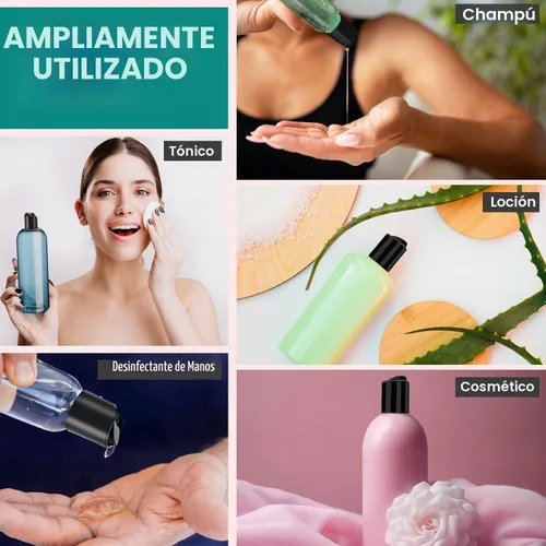Vista 7 de 3 botellas de viaje recargables de plástico transparente de 16 onzas con tapas superiores de disco negro Squeeze Empty Shampoo Bottles, For
