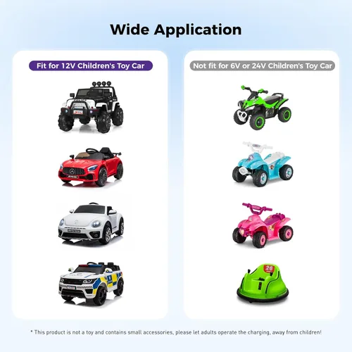 Vista 4 de Cargador de 12V 1A para niños de paseo eléctrico en coche, SUV, ATV, motocicleta