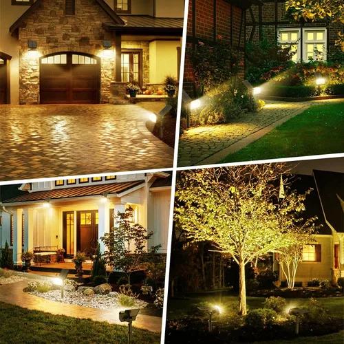 Vista 3 de WENATY 102 luces LED solares para exteriores, resistentes al agua, focos solares para exteriores con 4 modos de luz, foco solar de paisaje