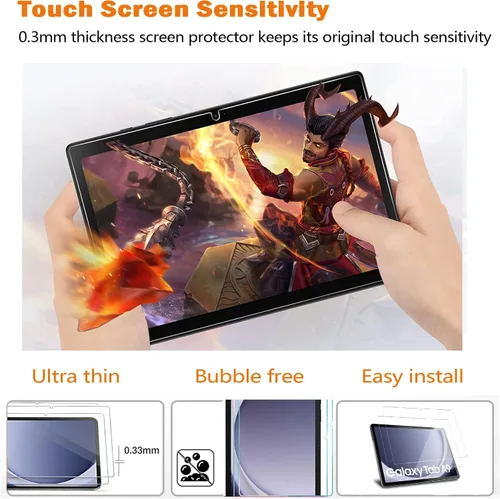 Vista 5 de Paquete de 2 protectores de pantalla para Galaxy Tab A11/A9 de 8.7 pulgadas 2025/2023, protector de película de vidrio templado para tableta Samsung
