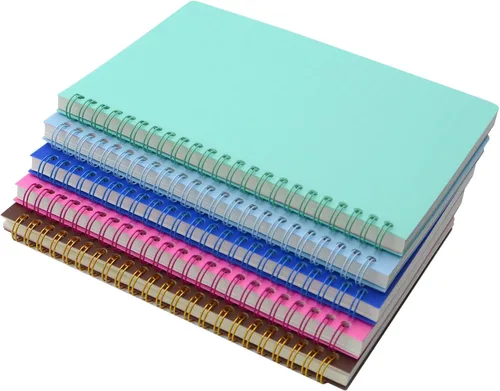 Vista 2 de Yansanido Cuaderno en espiral, 5 piezas A5 con tapa blanda impermeable de 8 mm con rayas, 80 hojas/160 páginas para estudio y notas (ligero)