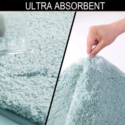 Vista 8 de Walensee - Juego de tapete antideslizante para baño, mullido, de suave microfibra, absorbente de agua, lavable a máquina, alfombra de felpa gruesa