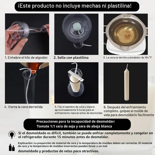 Vista 4 de WANDIC 1 molde para velas, moldes cilíndricos de plástico transparente, velas de mesa de emergencia para iglesia, Navidad, día de San Valentín 2.2*15