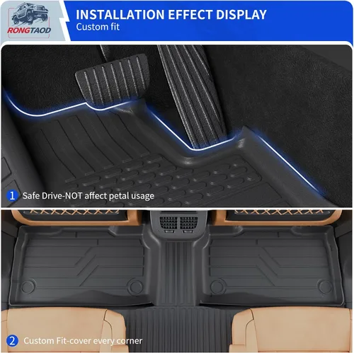 Vista 4 de Rongtaod Alfombrillas para suelo de 6 asientos compatibles con Ford Explorer 2020-2025 2026 con asientos de capitán, alfombrilla para maletero