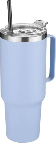 Vista 21 de Hasle Outfitters - Vaso de acero inoxidable de 40 onzas con asa, juego de vasos térmicos aislados al vacío, taza de viaje reutilizable de doble
