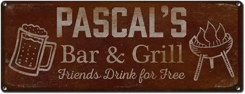 Vista 28 de Adam's Bar and Grill Friends Drink for Free, cartel de aluminio de 5.75 x 15.5 pulgadas, accesorios personalizados para bar y decoración de pared
