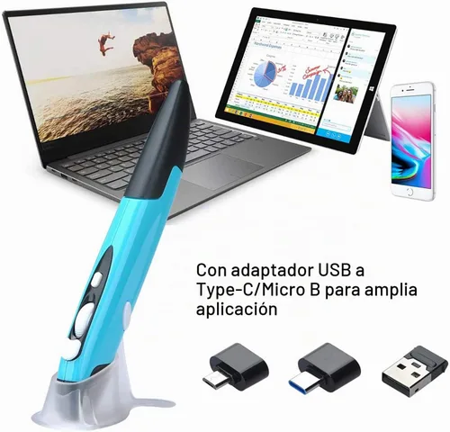 Vista 3 de lychee Ratón óptico inalámbrico de bolsillo, 2.4 GHZ USB inalámbrico óptico mini ratón de aire para PC, portátil, computadora portátil Mac (azul)