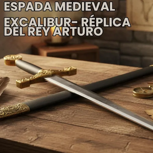 Vista 5 de SZCO Supplies Espada Excalibur de oro, negro