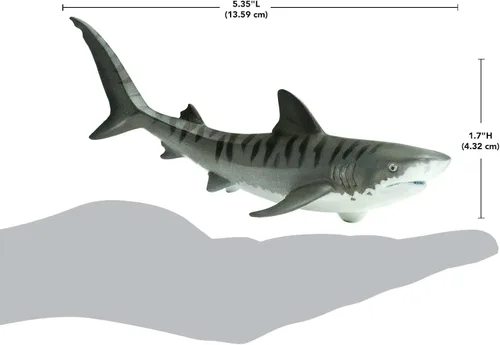 Vista 3 de Safari Ltd. Figura de tiburón tigre, figura detallada de plástico de 4.5 pulgadas, divertido juguete educativo para niños, niñas y niños a partir