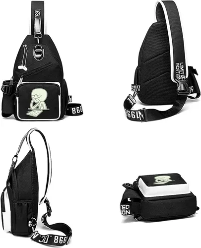 Vista 6 de Bolso bandolera luminoso, mochila de hombro con cuerpo cruzado, bolsa de pecho multifunción para hombres y niños, viajes y deportes, Thinking