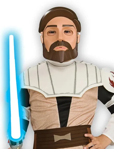 Vista 2 de Rubies Star Wars - Disfraz y máscara de Kenobi OBI-Wan de Clone Wars para niños, talla S, Un