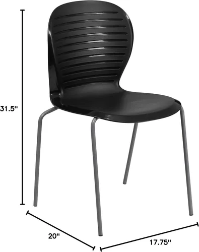 Vista 3 de Flash Furniture HERCULES Series 551 lb Capacidad Silla apilable negra