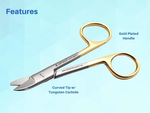 Vista 3 de ARTMAN INSTRUMENTS Tijeras de corte con cuello de corona dental, tijeras curvadas de 4.25 pulgadas para metal fino, plástico, hojas de goma, acero