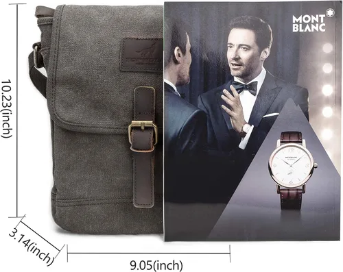 Vista 6 de Bolsa de mensajero de lona pequeña bolsa cruzada casual viaje herramientas de trabajo bolsa de hombro bolsa de mano teléfono teléfono antirrobo
