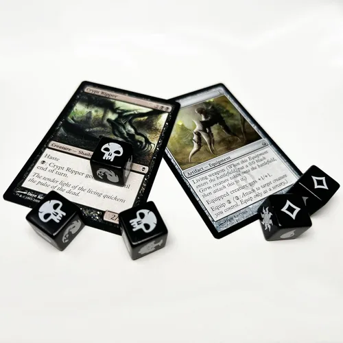 Vista 2 de Citadel Black MTG - Juego de 16 dados de maná premium, con bolsa de terciopelo con cordón, Magic: The Gathering
