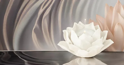 Vista 4 de Cerámica Lotus Petals Style Flower Candle Holder Tea Lights Holder Hogar & Decoración de mesa (blanco)