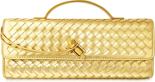 Vista 9 de Joryin Bolso tejido para mujer, bolso de mano de cuero tejido, bolso cruzado, bolso formal de noche, cuero vegano