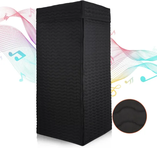 Vista 11 de Cabina vocal portátil para estudio en casa, cabina de grabación sin eco para voz en off, podcast y canto, aislamiento de reverberación de 360°
