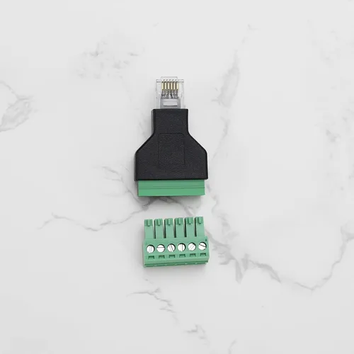 Vista 7 de 2 unids RJ12 adaptador de audio conector Ethernet RJ12 6P6C macho a 6 pines tornillo terminales adaptador conector hogar accesorios de audio
