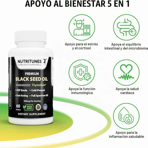 Vista 10 de Aceite de Semilla Negra ThymoQuin - 60 Cápsulas Blandas