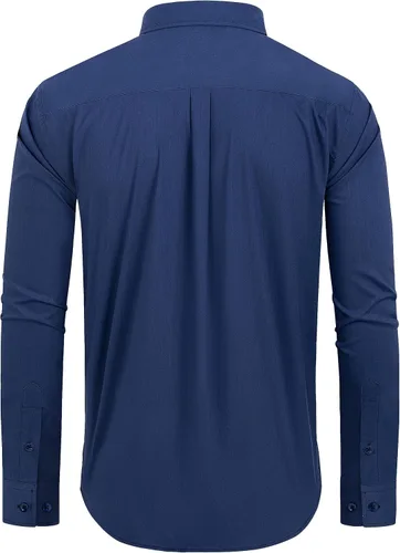 Vista 2 de Alimens & Gentle Camisas de vestir para hombre, ajuste regular, manga larga, con botones, camisas de algodón sin arrugas
