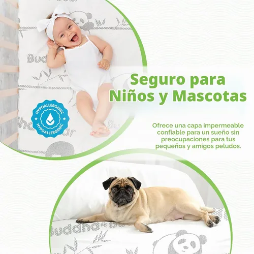 Vista 8 de Protector de colchón de bambú premium impermeable Extra suave Carbón fundido para control de olores Se adapta a camas de hasta 21 pulgadas