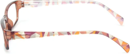 Vista 7 de Kerecsen Gafas de lectura, 5 pares de lentes de lectura de moda para mujer, bisagra de resorte con patrón impreso para mujer (5 marrones, 0.5, x)