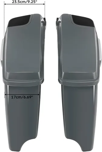 Vista 2 de TCT-MOTORPARTS Alforjas rígidas extendidas de 4 pulgadas, color gris, aptas para Harley CVO Touring modelos FLT, FLHT, FLHTCU, FLHRC, Road King
