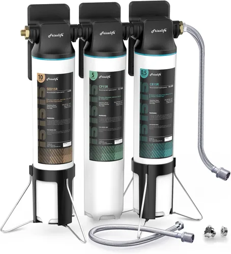 Vista 8 de Frizzlife Sistema de filtro de agua DW10 para debajo del fregadero, elementos certificados NSF/ANSI 53 y 42, reduce el 99.99% de plomo, cloro