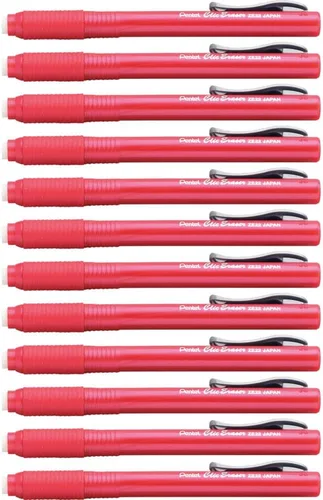 Vista 10 de Pentel Clic - Empuñadura de borrador, borrador retráctil, barril negro, caja de 12 unidades (ZE22A)