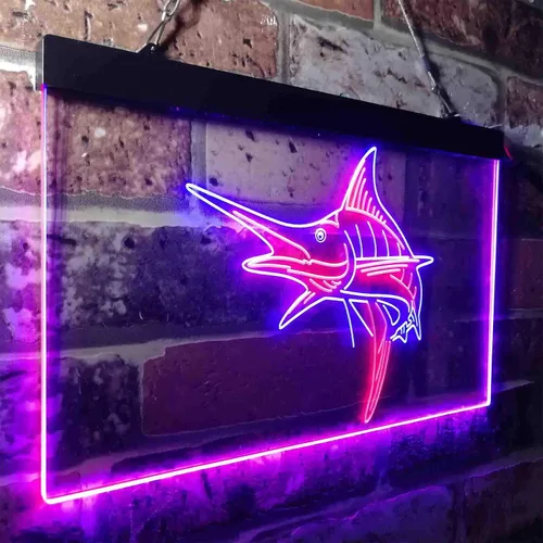 Vista 3 de ADVPRO Marlin Fish Room Man Cave Dual Color LED Neon Sign Blue & Red 12 x 8 Inches st6s32-i3723-br