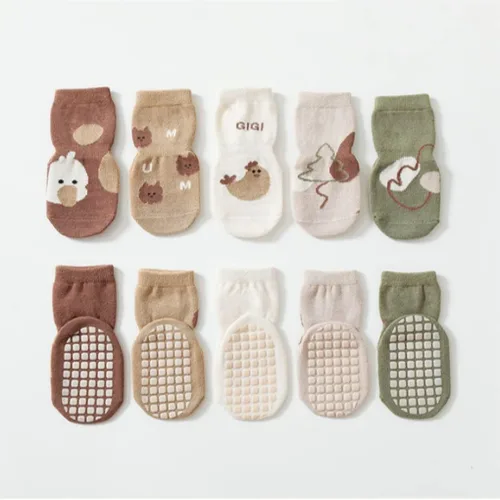 Vista 2 de Adeimoo Calcetines antideslizantes de algodón con diseño de dibujos animados para bebés y niñas pequeñas