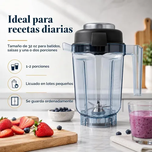 Vista 7 de Jarra de licuadora de bajo perfil de 32 onzas compatible con Vitamix 5200/7500/5000/6300/750/E310/VM0102/VM0103/VM0197 - Vaso de recipiente sin BPA