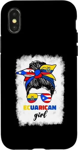 Vista 5 de Funda para iPhone 16, mitad ecuatoriana y puertorriqueña Rico Ecuador Flag Girl Mix