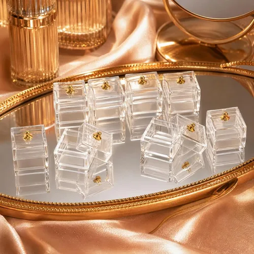 Vista 2 de 10 cajas de dulces en miniatura para casa de muñecas con tapas, tarros de plástico transparente a escala 1:12, pequeños recipientes de comida