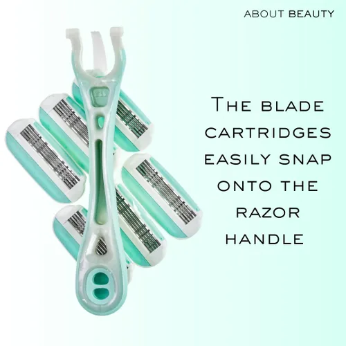 Vista 5 de Acerca de Beauty Complete 4 Blade System - Maquinilla de afeitar reutilizable, incluye 1 mango ergonómico reutilizable y 6 cartuchos de cuchillas
