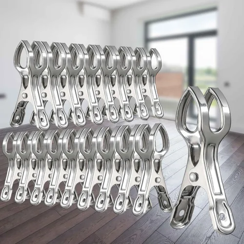 Vista 5 de WEBI, ganchos con forma de pinzas para ropa, para colgar fotos o toalla, Plateado