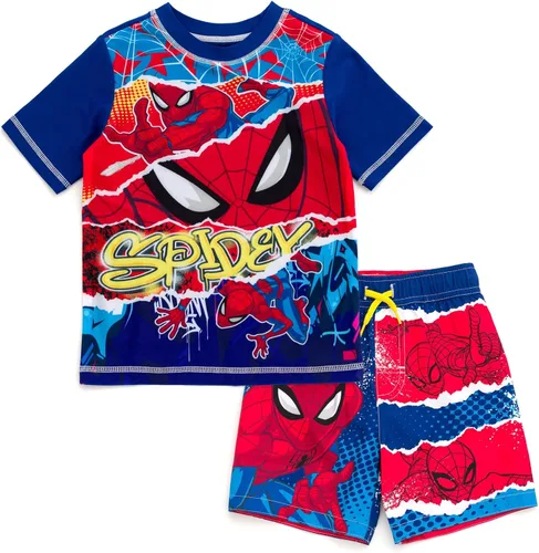 Vista 12 de Marvel Conjunto de 2 piezas de traje de baño y traje de baño para niños Hombre Araña Azul